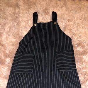 black and white striped overall dress